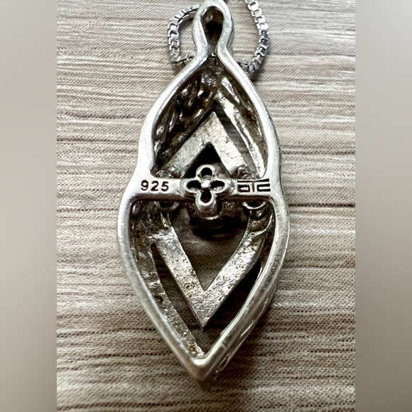 Designer OTC Sterling Silver Diamond Teardrop Infinity Pendant Necklace, 4g, 18" - Picture 6 of 7